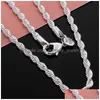 Kedjor Toppkvalitet M 925 Sterling Sier Twisted Rope Chains 16-30 tums halsband för kvinnor män mode diy smycken i bk droppleverans dhwi2