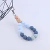 Keychains Fashion Wooden Keychain Colorful Silicone Round Beads Keyring Wristlet Bracelet For Women Bag Car Key Jewelry Accessory