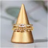 Band Rings Tiny Small Ring Set For Women Gold Color Cubic Zirconia Midi Finger Rings Wedding Anniversary Jewelry Accessories Gifts Kar Dh3Fw