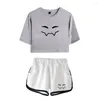 T-shirt da donna Badboyhalo Fang Face Merch Top Due pezzi Pantaloncini T-shirt adorabile Harajuku Streetwear Set da ragazza Fashion Tee Suit Young