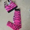 Roupa de ioga Cantura elástica feminina feminina de trilhas tigres tigres estilos estampados estriados esportes coletes de fitness vestes de gestas
