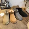 2023 botte femme diseñador botas de nieve mullidas mini mujeres invierno ug australia tasman plataforma bota zapatilla de piel tobillo zapatos de lana piel de oveja cuero casual exterior