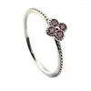 Cluster Rings Authentic S925 Sterling Silver Pink CZ Oriental Blossom Finger For Women Wedding Elegant Fine Smycken grossist