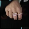 Anelli per coppia 2 Pricess Carino bianco rosa zirconi cubici CZ fascia di fidanzamento color oro rosa Stack Ring Drop Delivery Ebreo Dhgarden Dhohv