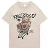 Men's T-Shirts Hip Hop Streetwear Harajuku T Shirt Men Bear Letter Shopping Cart Print Tshirt Cotton Casual Summer Short Sleeve T-Shirt 230404