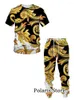 Men's Tracksuits Summer Luxury Tracksuit For Men 2 Piece Set T Shirt Pants Brand Clothes Vintage Clothing