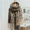 Schals Design Winter dicker Schal für Frauen Decke Quaste Dame Schals und Wrap Animal Leopard Print Kaschmir Pashmina Foulard