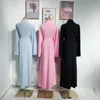 Abbigliamento etnico Nero Dubai Turco ricamato Piccolo fiorito O-Collo Abito hijab musulmano Caftano islamico per le donne Ramadan