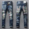 2023 Designer Mens Amires Jeans Hip-Hop Fashion Zipper Hole Wash Jean Pants retro gescheurde vouw stiksel mannen designer jeans voor herendenim 841