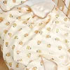 Filtar vår sommar 4 lager muslin bomull född filt andas baby swaddle söt cool spädbarns täcke säng täckning