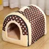 Cat Beds Removable House Semi-Enclosed Puppy Cave Pet Bed Dog Kennel Warm Velvet Kitten Sleeping Nest For Small Dogs Cats