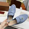 With Box Loro Piana Slippers For Women Open Toe Casual Classic Sandals Loafers Shoes Womens Flat Slides Slipper Designer Luxury High Elastic Beef Tend E915#