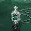 Kettingen S925 Sterling Silver High Carbon Diamond Gesneden Groene edelsteen ketting Gratis levering voor luxe high-end sieraden voor dames