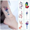 5 PC Temporära tatueringar 52 slags akvarelldjur falska tatueringar tillfällig katt flamingo vargval räv fjäril vattentät tato klistermärken liten storlek z0403