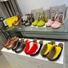 2023 Baguette Blockabsatz Sandale Nerz Blockabsatz Pumps Pantoffeln Italien Sandale mit hohen Absätzen Damen Clog Pantoffeln Rutschen Vintage Leder Stiletto Größe 35-42