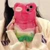 Coque de téléphone 3D dessin animé coréen ours pastèque mignon pour iPhone 14 Pro Max 11 12 13 XR Xs couverture en silicone de fruit créatif intéressant 231104