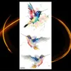 5 PC Temporary Tattoos 3D Watercolor Rose Peony Flower Temporary Tattoos For Women Adult Hummingbird Realistic Fake Tattoo Sexy Half Sleeve Tatoo Decal Z0403