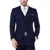 Mäns kostymer privat skräddarsydd 2023 Slim Fit Mens Solid Color Navy Bue Splicing Suit Wedding For Business