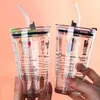 Mugs Glass Straw Water Cup Men And Women Home Office Study With Lid Car Portable