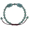 Strand Hand-woven Chinese-style High-grade Natural A Jadeite Blue Water Pixiu Bracelet Rope Zhaocai Jade Piqiu Women's