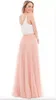 2023 Blush Pink Tulle Two Piece Bridesmaid Dresses Long Cheap White V-Neck Ruched Floor Length Boho Maid Of Honor Gowns
