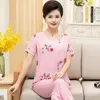 Mulher SleepWearwear Fdfklak Pijama feminino Conjunto de feminino de algodão Pijama de flor de verão de verão larga de roupas de noite larga xl 4xl 230404