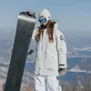 Jaquetas de esqui femininas tops roupas casaco de esqui ao ar livre snowboard homens à prova de vento terno impermeável mais algodão inverno