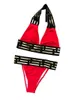 Menas de banho feminina Sexy Women Bikini Swimwear Letter Duas peças conjuntos de roupas de banho de banho de banho de praia de praia