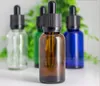 White Black Childproof Tamper Cap Dropper Bottles 30ml Blue Green Clear Amber Glass Essential Oil Cosmetics Packaging