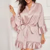 Mulheres sleepwear 2023 impresso cetim confortável longo camisola mulheres sexy lace lingerie nightwear roupa interior pijama