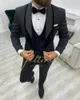 Mäns kostymer blazers kostym homme mariage formell mode svart smal passform för män 3 stycke brudgum bröllop kostym tuxedo senaste kapp pant design 230404