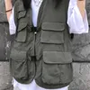 Kobiety dla kobiet kamizelki kamizelki kobiety M-5xl uczelnie uliczne stałe odzież wierzchnia luz luźne ładunek unisex rękawe kurtki Bf V-duth Harajuku Pockets