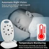 Monitores para bebês Vídeo sem fio Monitor para bebês Câmera de segurança colorida de 2,0 polegadas 2 Way Talk NightVision IR LED Monitoramento de temperatura com 8 canções de ninar Q231104