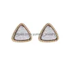 Stud Mujeres Triángulo Druzy Stud Pendientes para niñas Resina Piedra Pendiente de oro Joyería de moda femenina Regalo en Bk Drop Entrega Joyería Oreja DHGHP