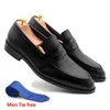 Dress Shoes Italian Style Slip-On Penny Loafers Wedding Men Handmade Genuine Leather Woven Pattern Casual Footwear Office Male