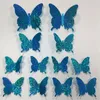 Väggklistermärken Dekmile Butterfly 3D Decor Sticker med lim glitter guldrosa silvrig konstdekal 12st/set trendiga diy hemrumsdekorationer