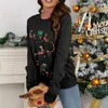 Pulls pour femmes Femmes Trendy Funny Cute Cartoon Elk Bear Paillettes Fête de Noël tricoté 2023 Automne Hiver Manches longues Pulls en vrac