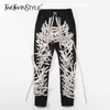 Dames shorts Twotyle Hit Color Patchwork Bandage Trouser High Taille Casual Slim Pants voor vrouwelijke Summer Streetwear Fashion 230404