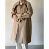 Heren Trench Coats Windscheper Jacket Lange Oversize Loose Streetwear Vintage Black High Street Casual Male Male Outerwear 230404