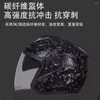 Motorcycle Helmets 3K Black Carbon Fiber Open Face Racing Helmet Wear-Resistant Breathable Protection Anti-Fall Motocross Equipment