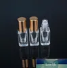 Hochwertige 3-ml-Parfümflaschen für ätherische Öle, quadratische Klarglas-Roll-On-Flasche mit Gold- / Silberkappe, Edelstahlrolle, Großhandel