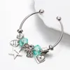 Strand ANNAPAER Design Bracelet en acier inoxydable bijoux étoile bleue avec coeur perlé bracelet à breloques offre spéciale cadeau pour les femmes