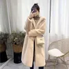 新しい女性冬のフェイクファーコートフード付きロングファーコート厚い暖かい女性のぬいぐるみプラスサイズルーズオーバーコート
