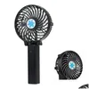 Andra konst och hantverk Portable USB Battery Fan Foldbar Luftkonditionering Fans Cooler Mini Operated Hand Håller Kylsavläppande Hom Dhhon