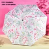 Paraplu's zwarte coating zon paraplu drie/vijf vouwen bloem print parasol regen draagbare uitrusting volledig automatisch