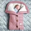 Uyku Tulumları Doğdu Bebek Kış Sıcak Bebek Düğmesi Örgü Kundaklama Sargısı Kabök Bebek Toddler Battaniye Bebek 230404
