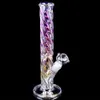 12 '' Bunte Shisha Bong Bubbler Straight Tube mit Downstem Perc Rainbow Glass Wasserpfeife 14 mm Joint Bowl Iridescent Dab Rigs zum Rauchen