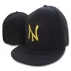 Qqq824 Styles Ny lettre casquettes de baseball femmes hommes Gorras os Aba Reta Touca Toca plat entièrement fermé chapeaux ajustés