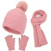 Boll Caps Womenmen Autumn Winter Warm Cute Wool Hat Scarf Handskar Set Män kvinnor