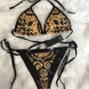 Gold Color Designer Bikini Set Classic Pattern Two Pieces Bikinis Bandage Sexy Push Up Swimsuit XL Swimwear Women With Tags Biquinis Female Maillot De Bain Femme